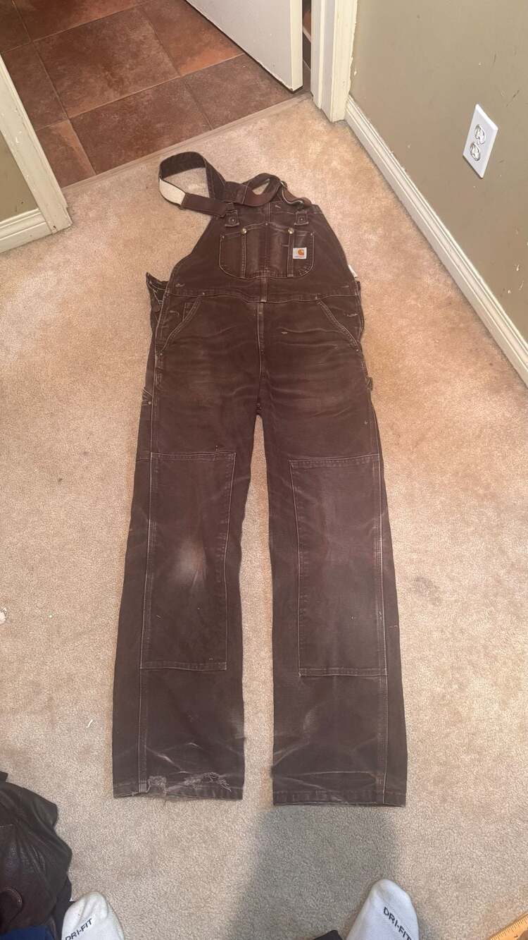 Carhartt Bib Overalls Size 38 x 32 Dark Brown